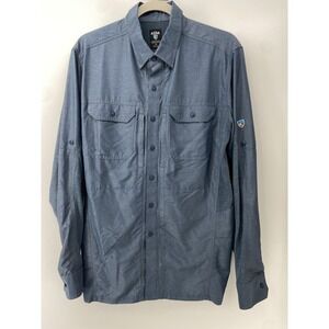 Kuhl Shirt Men Medium Blue Airspeed Vented Roll Sleeve Hiking Outdoor Light